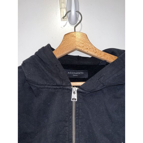 AllSaints Ave Zip Black Cotton Hoodie Sweatshirt Men  size small - Picture 4 of 8